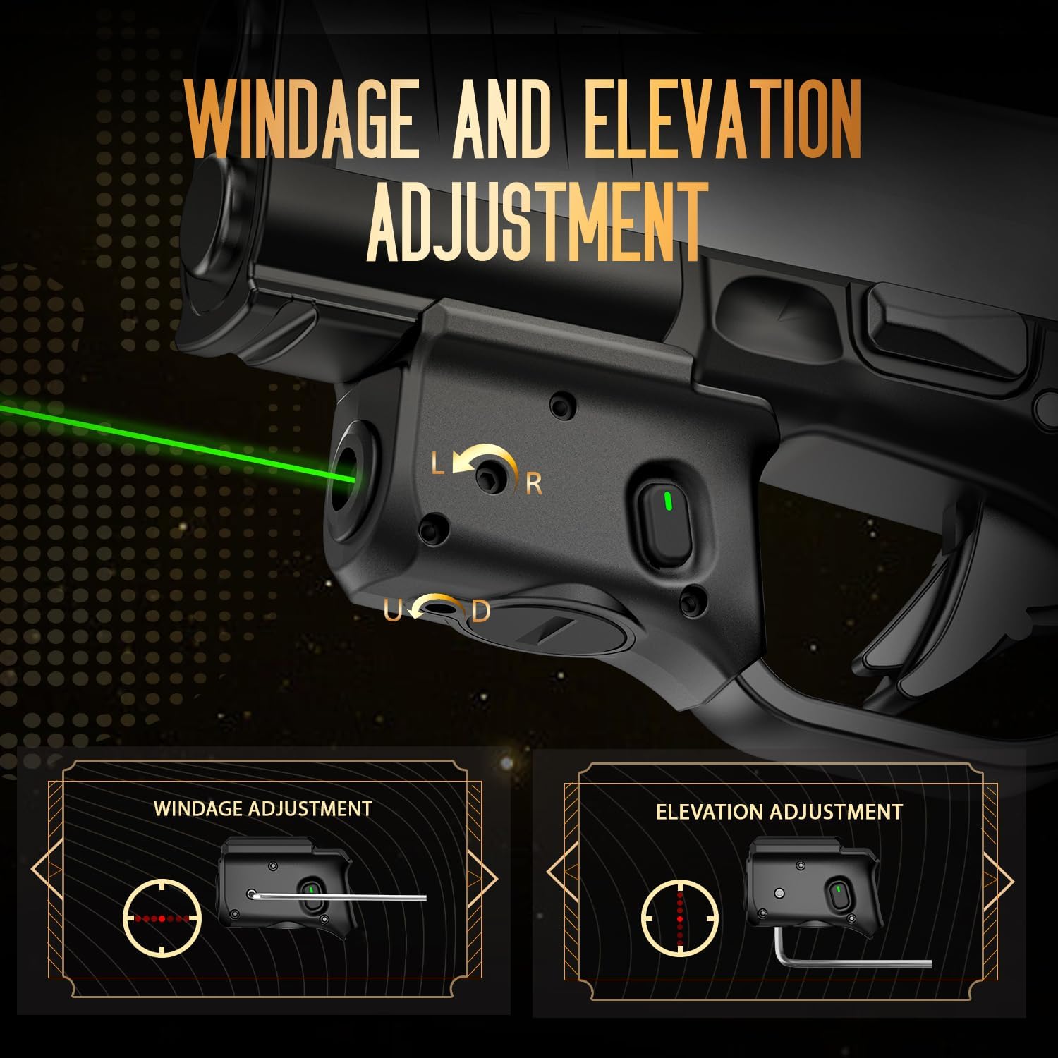 WARRIORLAND Kydex Holster for Gun with Green Laser Light Combo Fit for Hellcat Pro Pistol, WLS-110G Laser Beam Sight with Power Indicator & Concealed Carry IWB Right-Hand Holster - WARRIORLAND