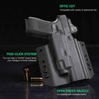 Glock 17/19 TLR7/TLR7A Holster OWB Kydex Holster Optic Cut Fit: Glock 17 G19 G44 G45 GEN 1-5 G23 G32 Gen 3-4 w/TLR-7 TLR-7A, Outside Waistband Carry Holster, Right Hand | Warriorland