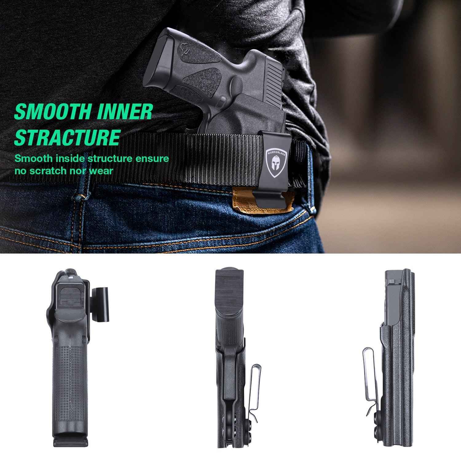 IWB Kydex Glock 43 Holster with Adjustable Ride Height and Metal Belt Clip | WARRIORLAND