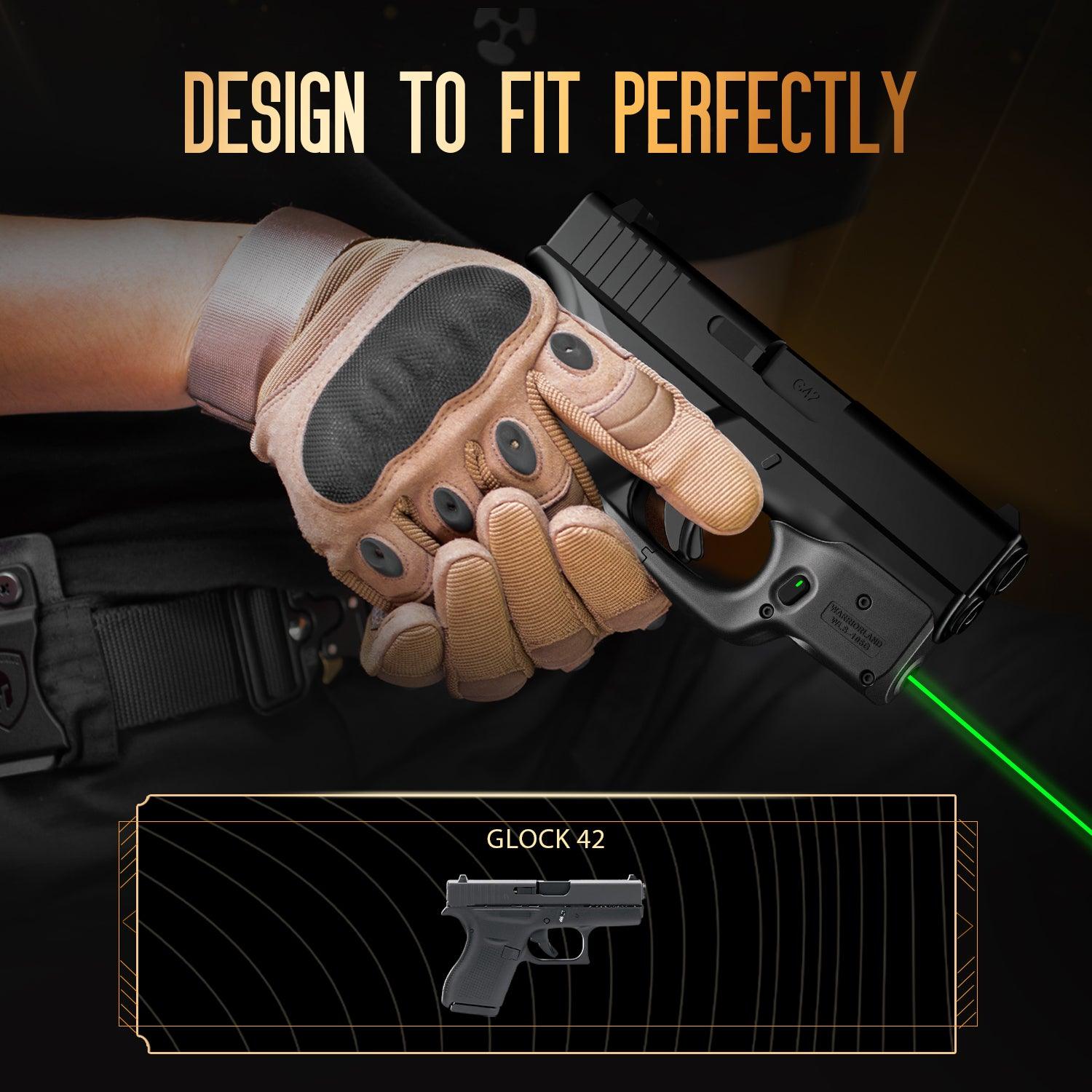 Green Laser Sight Designed to Fit Glock G42 with Holster Combo, Green Beam Sight with Power Indicator, Custom-Made IWB Kydex Holster Right Hand, Windage and Elevation Adjustment, WLS-105G - WARRIORLAND