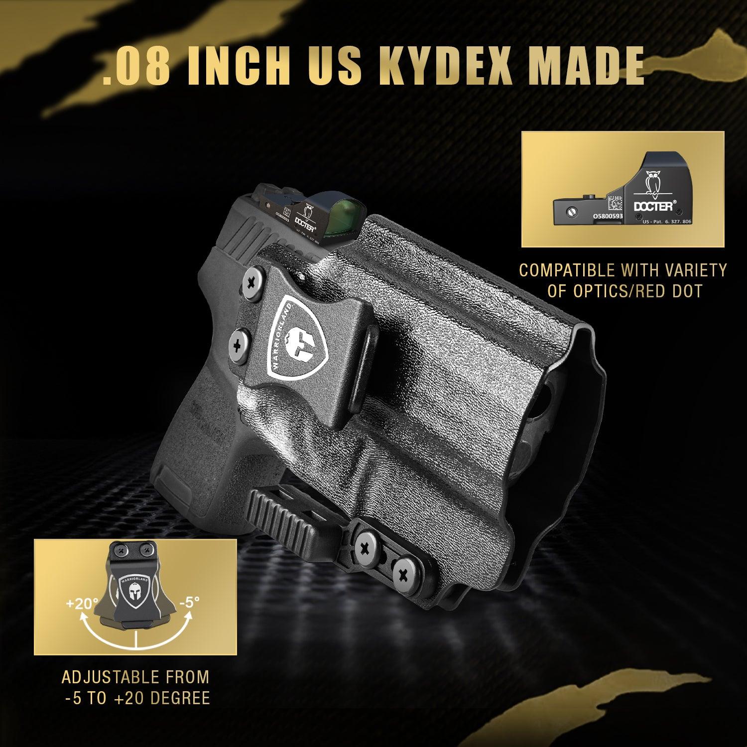 Sig P320 IWB Kydex Holster with Claw Attachment and Optic Cut: Sig Sauer P320 Compact M18 / P320 Fullsize M17, Inside Waistband Appendix Carry P320 Holster, Adj. Cant & Retention, Right|WARRIORLAND - WARRIORLAND