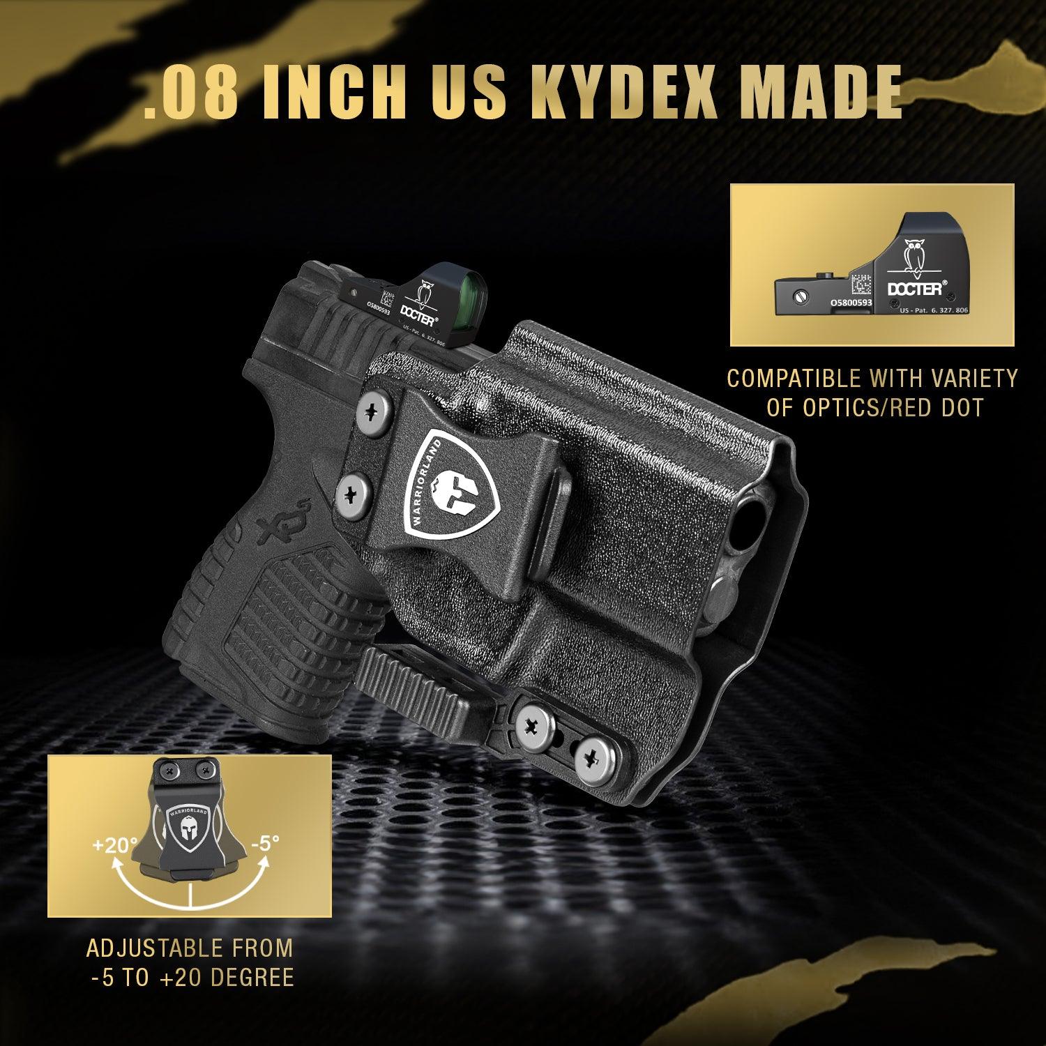 IWB Kydex Holster with Claw Attachment and Optic Cut Fit Springfield XD-S 3.3'' Pistol, Inside Waistband Appendix Carry XDS Holster, Adj. Cant & Retention, Right Hand|WARRIORLAND - WARRIORLAND