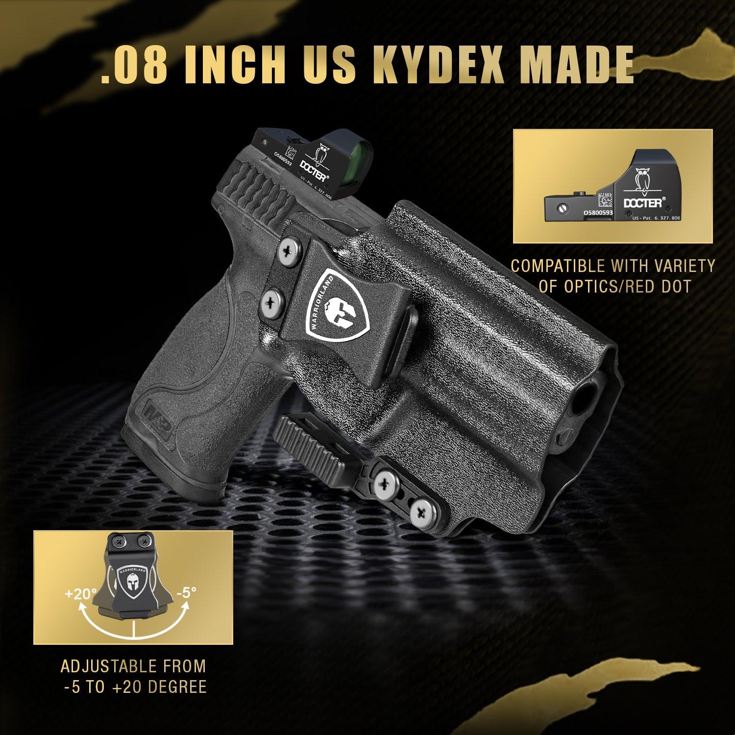 IWB Kydex Holster with Claw Attachment and Optic Cut Fit Smith & Wesson M&P 9mm / .40 Pistol, Inside Waistband Appendix Carry M&P 9mm Holster, Adj. Cant & Retention, Right Hand|WARRIORLAND - WARRIORLAND