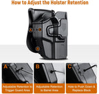 Universal OWB Holster for Compact and Subcompact Pistols, Fit Glock 19/26/43/ 43X/43X Mos, Hellcat pro,Taurus G2C, PSA Dagger Compact and More, Index Finger Release, Right Hand - WARRIORLAND