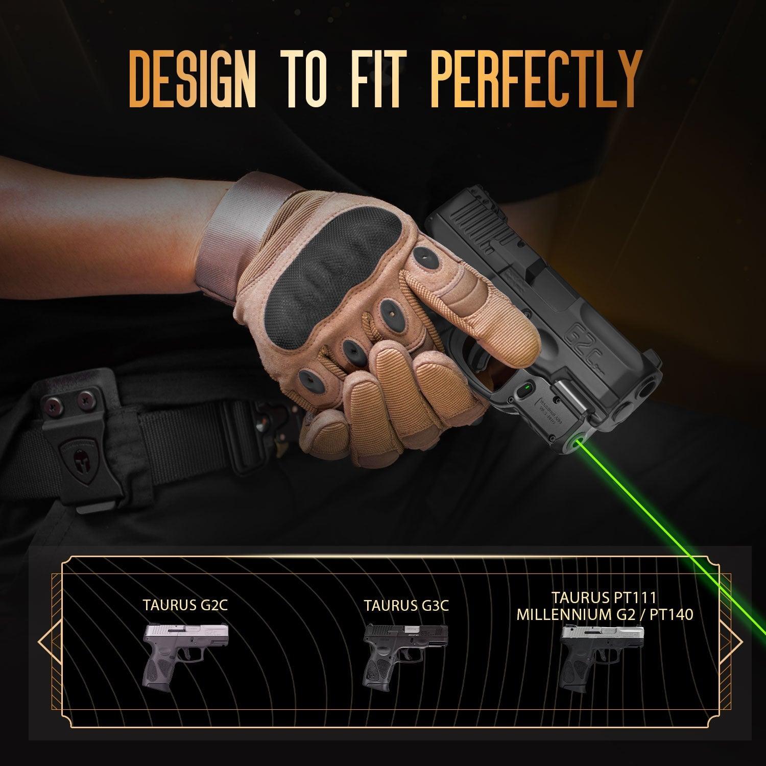 WLS-101G Green Laser Sight and Kydex Holster Combo Tailored Fit Taurus G2C/G3C/PT111 Millennium G2/PT140, Ultra Compact G2C Beam Sight, Gun Sight with Ambidextrous On/Off Switch & Power Indicator|WARRIORLAND - WARRIORLAND