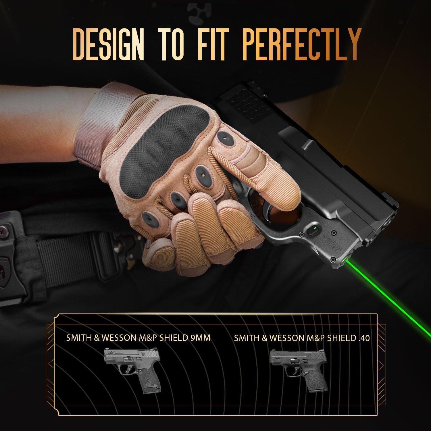 Green Laser Sight Tailored Fit M&P Shield 9mm/.40 Pistol (Not Fit M&P Shield Plus), Ultra Compact Shield 40 Beam Sight, Gun Sight with Ambidextrous On/Off Switch & Power Indicator, WLS-102G|WARRIORLAND - WARRIORLAND
