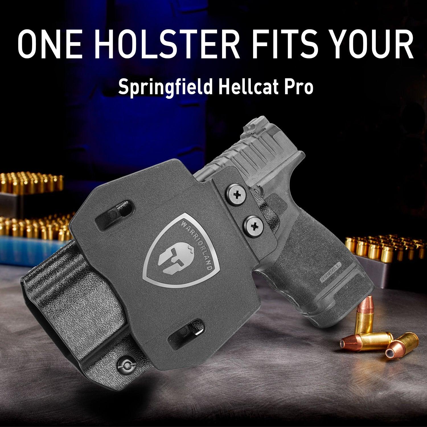 Hellcat Pro Holster OWB Kydex Holster Optics Cut: Springfield Armory Hellcat Pro & Hellcat Pro OSP Pistol, Outside Waistband Open Carry OSP Holster with 1.75 Inch Paddle, Adj. Retention & Cant, Right|WARRIORLAND - WARRIORLAND