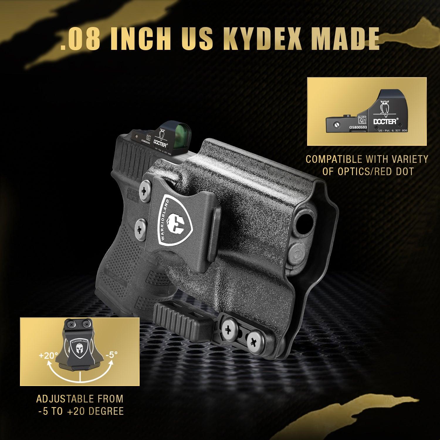 IWB Kydex Holster with Claw Attachment and Optic Cut Fit G26 Gen 1-5 / G27 & G33 Gen 3-4 Pistol, Inside Waistband Appendix Carry G26 Holster, Adj. Cant & Retention, Right Hand|WARRIORLAND - WARRIORLAND