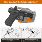 WARRIORLAND Universal OWB Gun Holster w/Optic Cut Ready – Fits Most Popular Compact to Full Size Handguns with 4”–5.3” Barrel – Level II Retention, 360° Adjustable Paddle for 1.5-2.0" Belt, Right Hand - WARRIORLAND