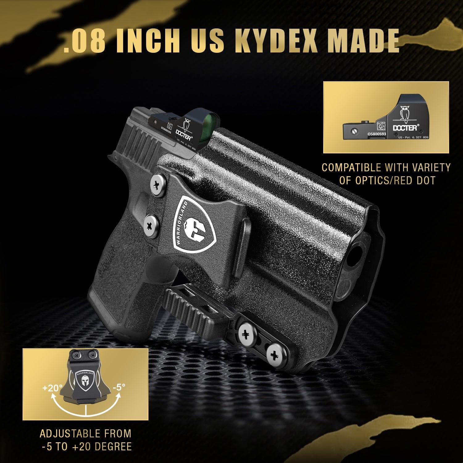 Sig P365X-Macro IWB Kydex Holster with Claw Attachment and Optic Cut: Sig Sauer P365XMACRO, Inside Waistband Appendix Carry P365 X Macro Holster, Adj. Cant & Retention, Right Hand|WARRIORLAND - WARRIORLAND