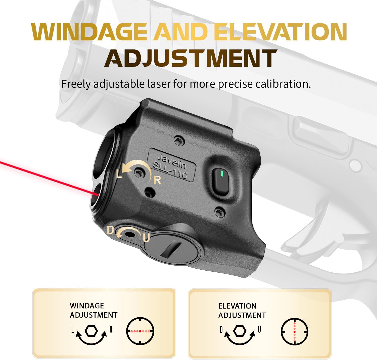 WARRIORLAND SLL-110 Pistol Light Laser – Fits Springfield Hellcat Pro | 150-Lumen Trigger Mounted Tactical Light with Red Laser, White LED, Power Indicator & 3 Modes (Strobe/Constant/Laser Only) - WARRIORLAND