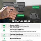Mini Gun Light with Kydex Holster Custom Molded for Glock 43 / Glock 43X LED Tactical Pistol Handgun Flashlight | WARRIORLAND
