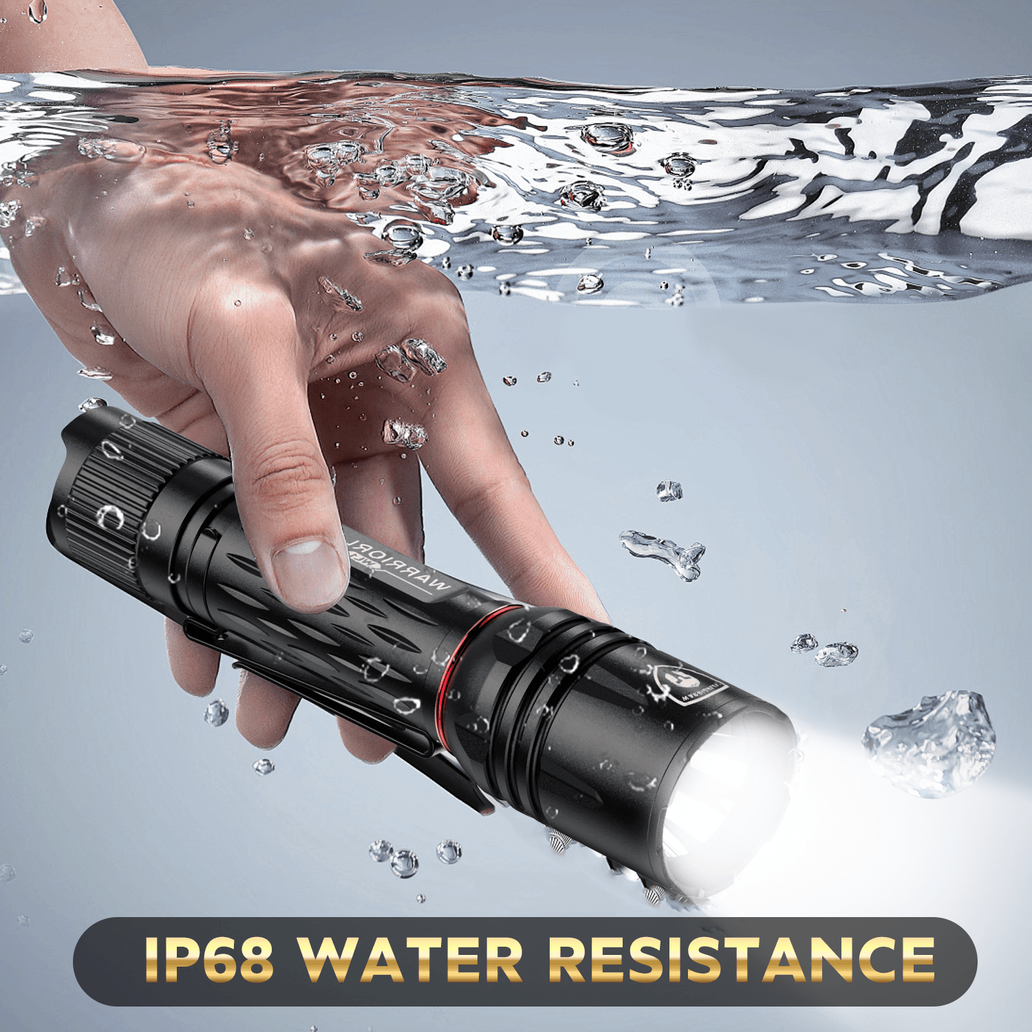 1600 Lumen Tactical Flashlight, Compact Handheld Flashlight with Max Beam Distance 473 Meters, IP68, EDC Flashlight with Rechargeable Battery, Outdoor, Camping and Emergency|WARRIORLAND - WARRIORLAND