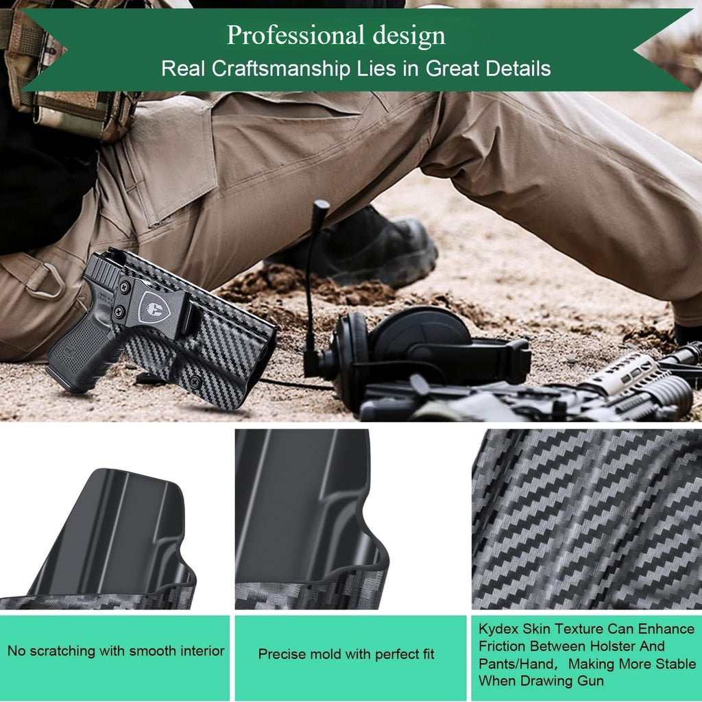WARRIORLAND Compatible with Glock 17/22/31 Holster, IWB Kydex Holster Fit G17 Gen 1-5/G22 Gen 3-4/G31 Gen 3-5 - Not Fit G22 Gen 5, Inside Waistband Concealed Carry, Adj. Cant & 'Posi-Click' Retention - WARRIORLAND