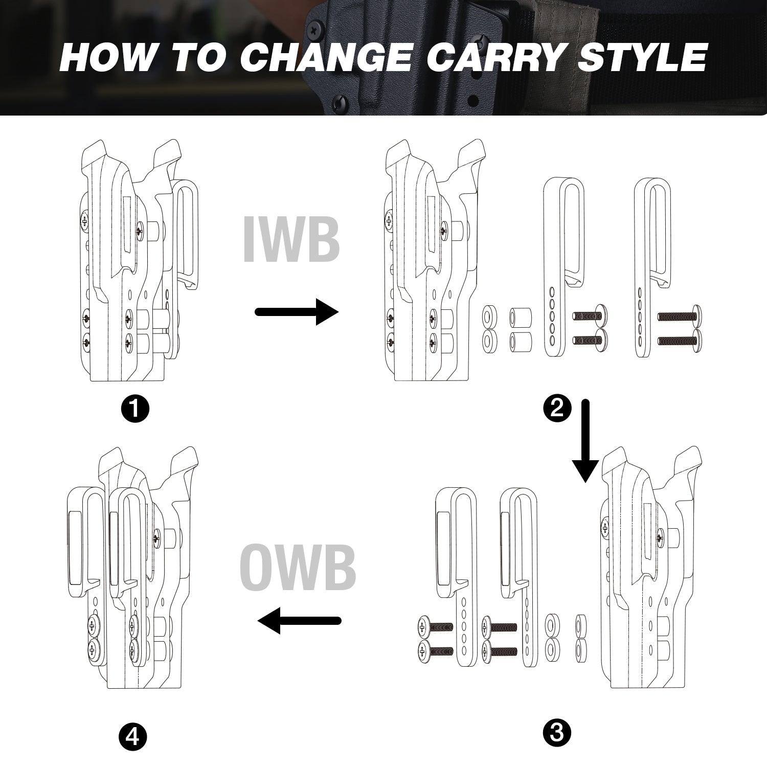 Sig P320 M18 & P320 M17 IWB & OWB Convertible Holster Optics Cut: Sig Sauer P320 Compact M18 & P320 Full Size M17, IWB OWB Combo Holster P320, 1.75 Belt Clip, Adjustable Ride Height, Right Hand - WARRIORLAND