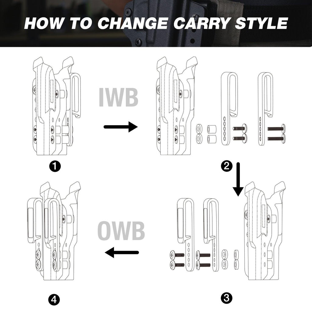 Sig P320 M18 & P320 M17 IWB & OWB Convertible Holster Optics Cut: Sig Sauer P320 Compact M18 & P320 Full Size M17, IWB OWB Combo Holster P320, 1.75 Belt Clip, Adjustable Ride Height, Right Hand - WARRIORLAND