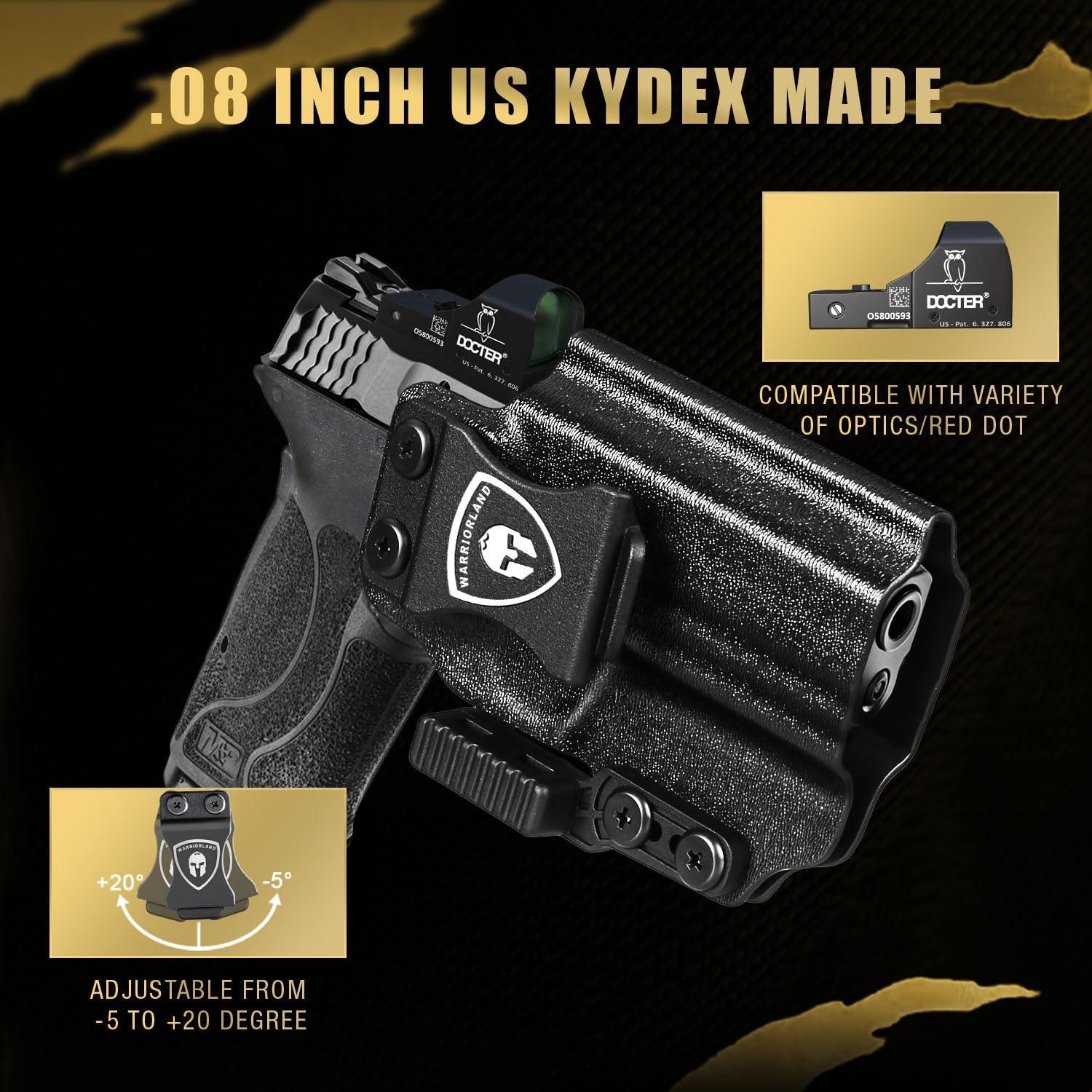 IWB Kydex Holster with Claw Attachment and Optic Cut Fit Smith & Wesson M&P Shield 9mm EZ / .380 EZ Pistol, Inside Waistband Appendix Carry M&P 9mm Shield EZ Holster, Adj. Cant & Retention|WARRIORLAND - WARRIORLAND