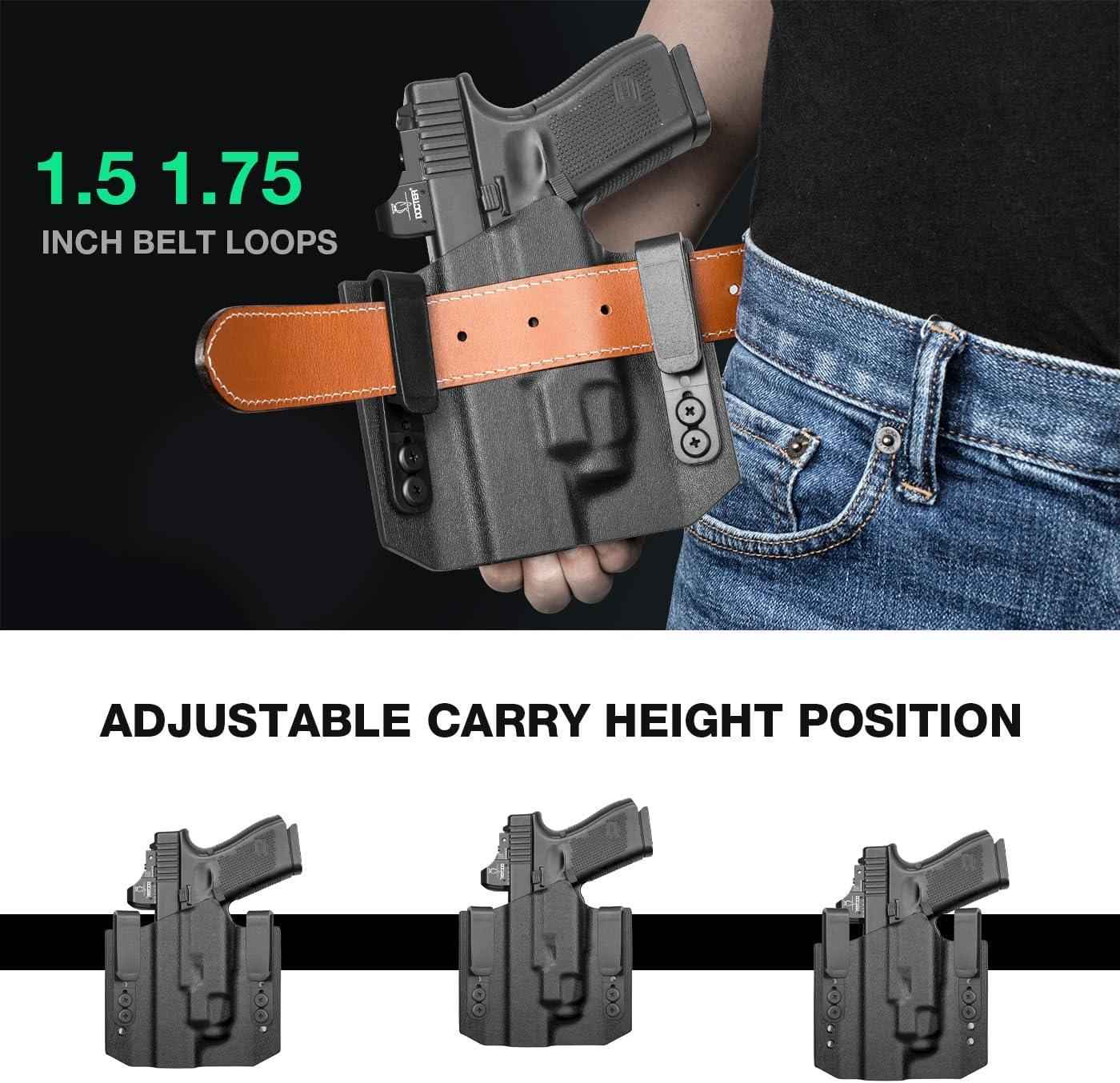Glock 17/19 TLR7/TLR7A Holster OWB Kydex Holster Optic Cut Fit: Glock 17 G19 G44 G45 GEN 1-5 G23 G32 Gen 3-4 w/TLR-7 TLR-7A, Outside Waistband Carry Holster, Right Hand | Warriorland