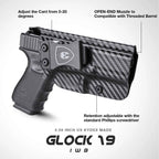 Glock Inside Waistband Holster for Gen 4 5 19X 44 45 - WARRIORLAND Carbon Fiber Kydex IWB Holster