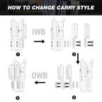 Glock 17 Gen 3-5 & Glock 22/31 Gen 3-4 IWB & OWB Convertible Holster Holsters, Optic Ready, Adj Ride Height,Right Hand | Warriorland
