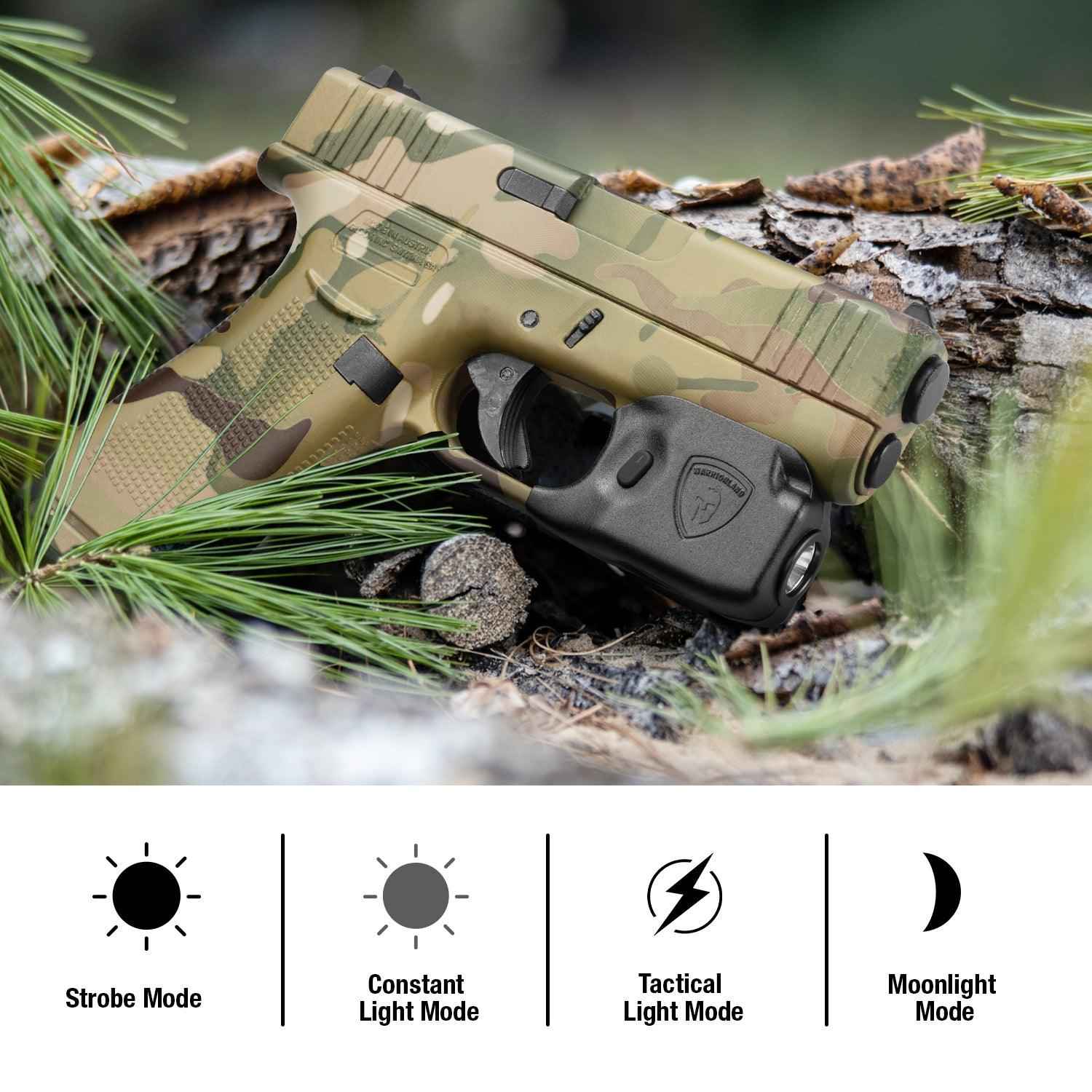 Mini Gun Light with Kydex Holster Custom Molded for Glock 43 / Glock 43X LED Tactical Pistol Handgun Flashlight | WARRIORLAND