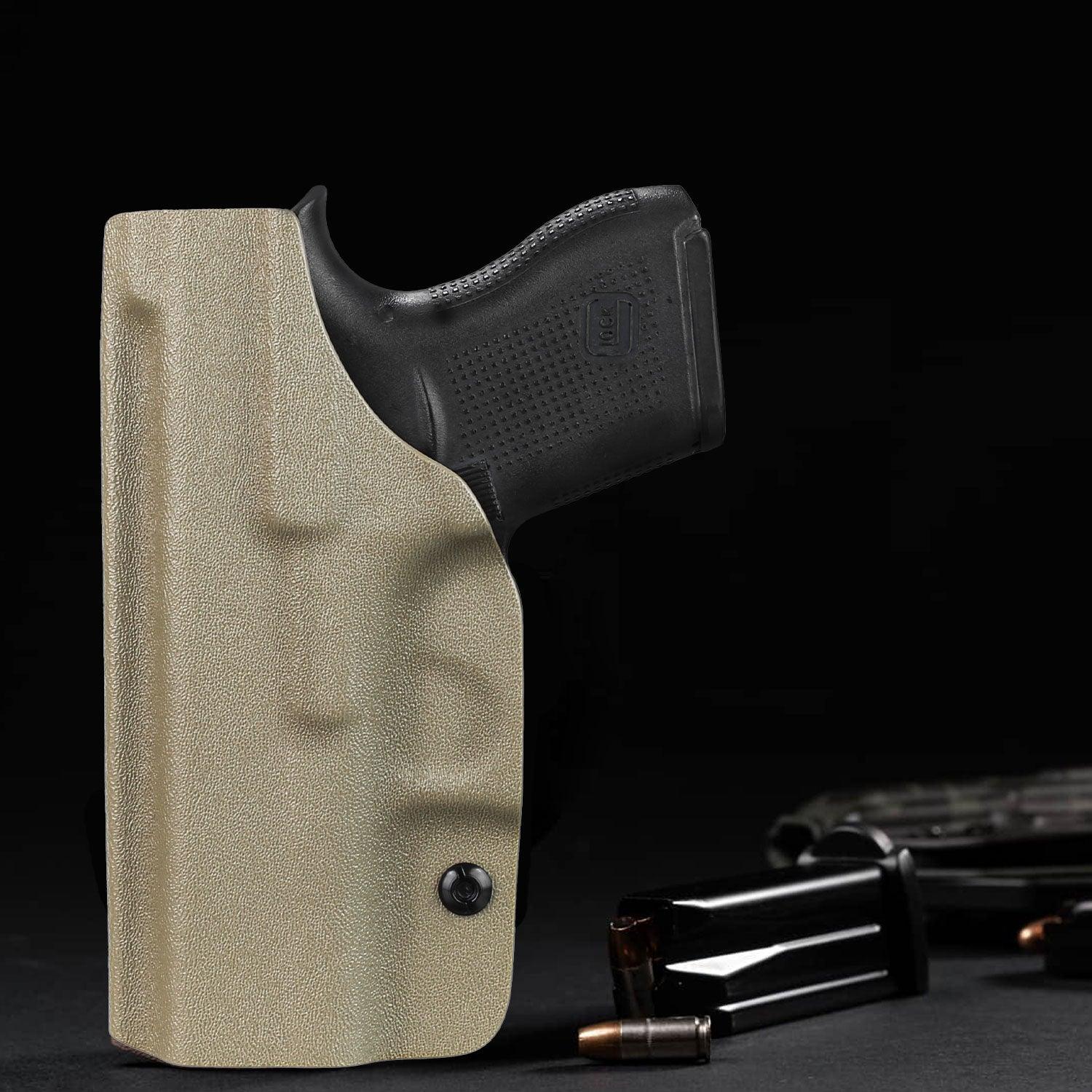G43 / G43X & G43X MOS Holster, IWB Tan Color Kydex Holster Compatible with 43 / 43X / 43X MOS Pistol, Inside Waistband Appendix Carry, Adj. Posi-Click Retention & Cant, Right Hand|WARRIORLAND - WARRIORLAND