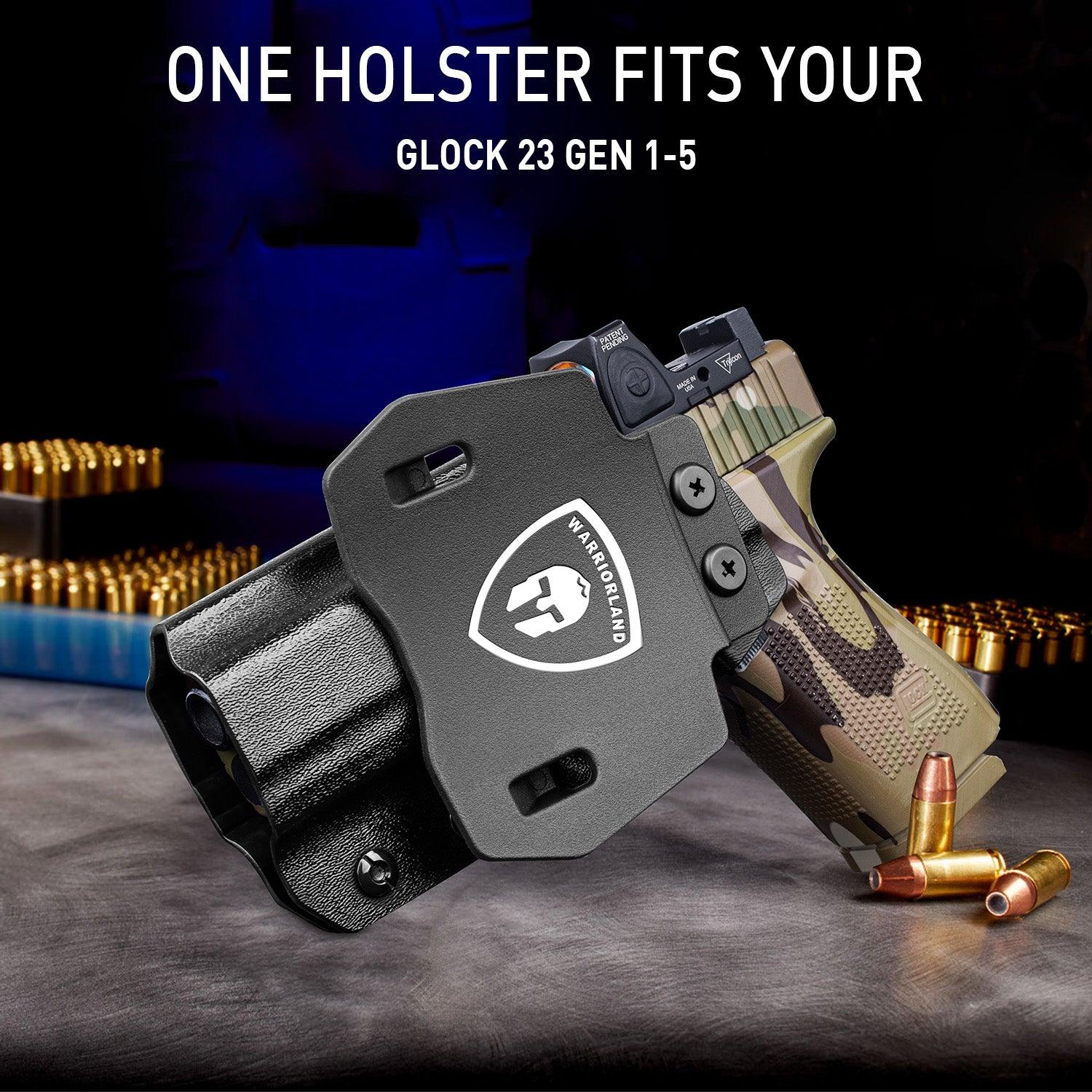 G23 Holster OWB Kydex Holster Optics Cut Fit G23 Gen 1-5 Pistol, Outside Waistband Open Carry G23 Gen 5 Holster with 1.75 Inch Paddle, Adj. Retention, Right Hand/Left Hand|WARRIORLAND - WARRIORLAND