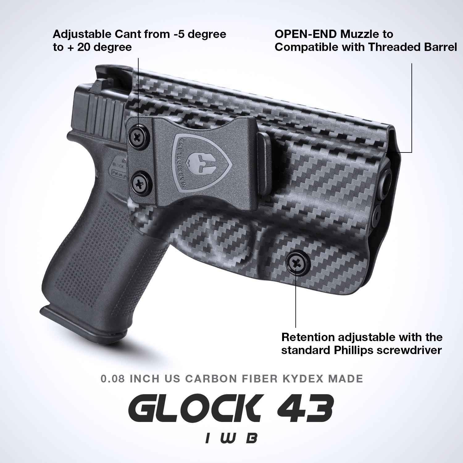 IWB Holster for Glock 43 43x - Carbon Fiber Kydex | WARRIORLAND
