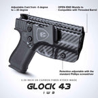 IWB Holster for Glock 43 43x - Carbon Fiber Kydex | WARRIORLAND