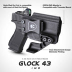 Glock 43 / 43x Kydex Holster with Claw and Red Dot Optics Cut for Appendix Carry - WARRIORLAND