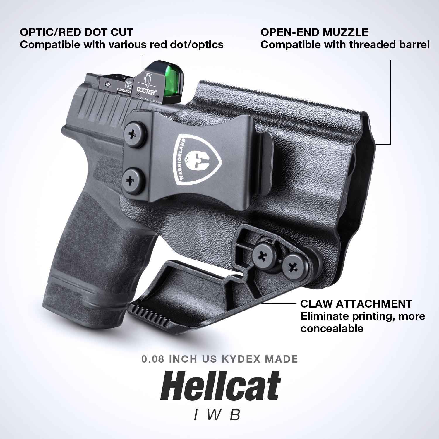 1.75 Inch Metal Clip IWB Kydex Holsters with Optics Ready & Claw for Springfield Hellcat/OSP/RDP | Right Hand