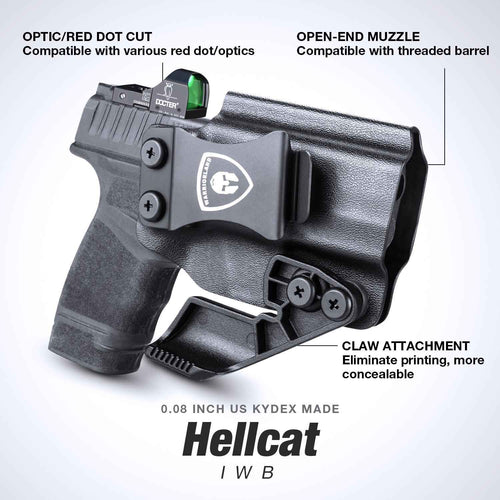 1.75 Inch Metal Clip IWB Kydex Holsters with Optics Ready & Claw for Springfield Hellcat/OSP/RDP | Right Hand