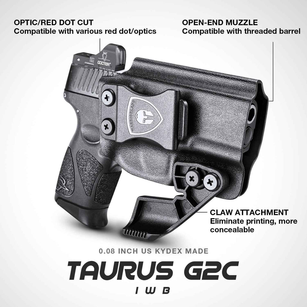 IWB Holster with Claw Taurus G2C Taurus G2S Taurus G3C Taurus G3C TORO Taurus G3 Taurus PT111 Millennium G2 Taurus PT140 Millennium G2 Taurus TX 22 COMPACT Red Dot Optics Cut Appendix Carry Trigger Guard Holsters for fat guys | WARRIORLAND
