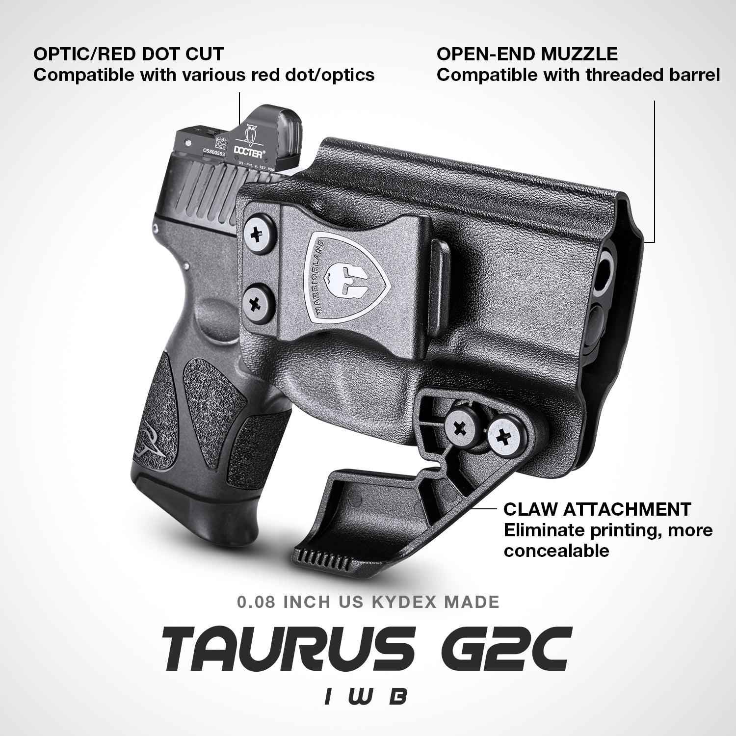 IWB Holster with Claw Taurus G2C Taurus G2S Taurus G3C Taurus G3C TORO Taurus G3 Taurus PT111 Millennium G2 Taurus PT140 Millennium G2 Taurus TX 22 COMPACT Red Dot Optics Cut Appendix Carry Trigger Guard Holsters for fat guys | WARRIORLAND