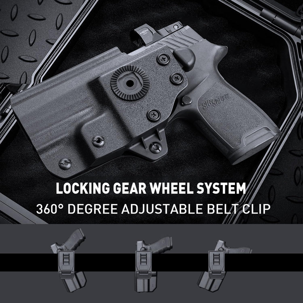 WARRIORLAND OWB KYDEX Holster Thumb Release & Optics Cut Fit: Sig P320 Compact M18 / P320 Full Size M17 / P320-XFIVE Legion, Outside Waistband 360 Degree Adj. Fits 1.5"-2.25" Belt, Right Hand - WARRIORLAND