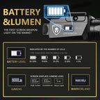 Universal Light with Glock 17/19 KYDEX Holster Combo, 800 Lumens Pistol Light for Glock 19, Magnetic USB Charging Universal Weapon Light-Screen Displays Battery Status, Crossbow MA2|WARRIORLAND - WARRIORLAND