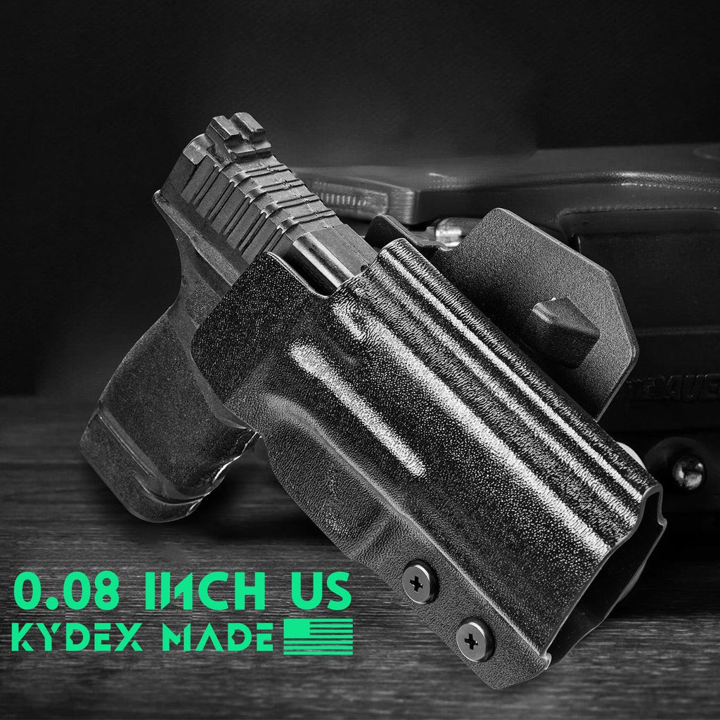 Hellcat Pro Holster OWB Kydex Holster Optics Cut: Springfield Armory Hellcat Pro & Hellcat Pro OSP Pistol, Outside Waistband Open Carry OSP Holster with 1.75 Inch Paddle, Adj. Retention & Cant, Right|WARRIORLAND - WARRIORLAND
