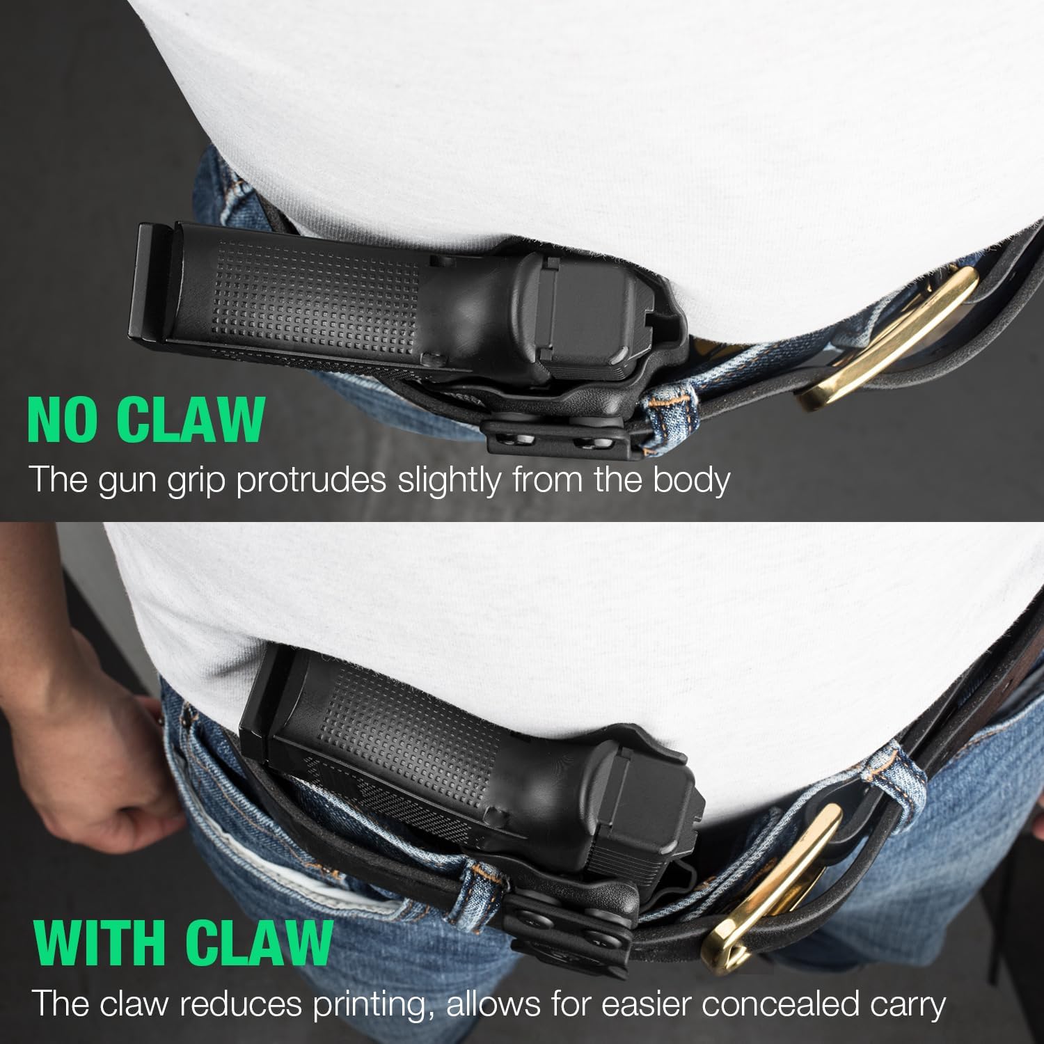 WARRIORLAND IWB Kydex Holster Optic Cut & Claw Compatible with Springfield Hellcat Pro, Inside Waistband Conceal Carry, Adj. Cant and Retention, Right Hand - WARRIORLAND