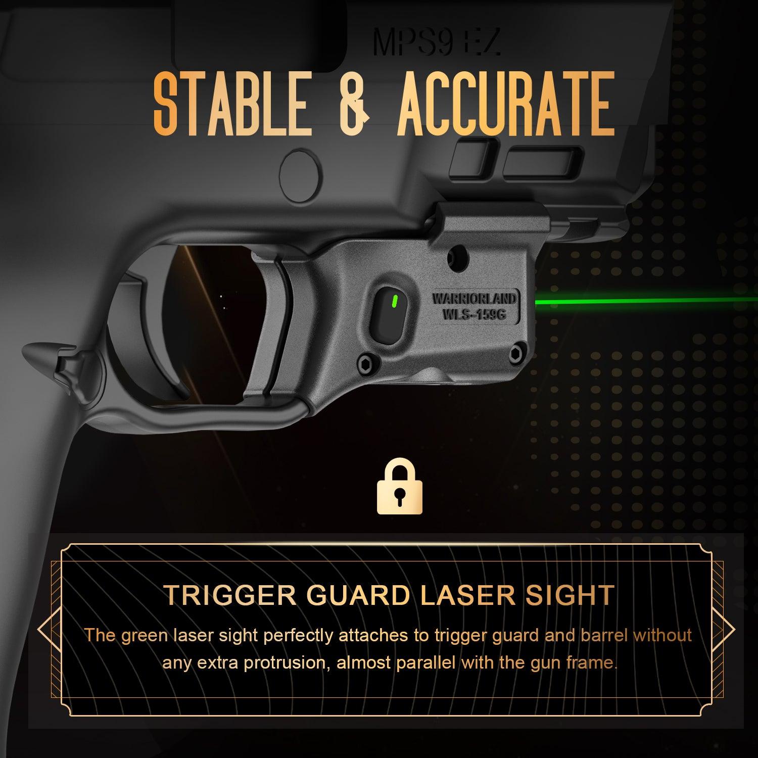 WARRIORLAND Green Laser Sight Fit M&P 9mm / 380 Shield EZ with Kydex Holster, First Green Beam Sight with Power Indicator, M&P 9mm Shield EZ Laser with IWB Holster, WLS-159G w/MP Shield 9 EZ Holster - WARRIORLAND