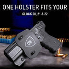 Glock 20 21 22 Holster OWB Kydex Holster Optics Cut: Glock 21 / Glock 20 (Gen 3 4 5) & Glock 22 Gen 5, Outside Waistband Open Carry G21 Holster with 1.75 Inch Paddle, Adj. Retention & Cant, Right|WARRIORLAND