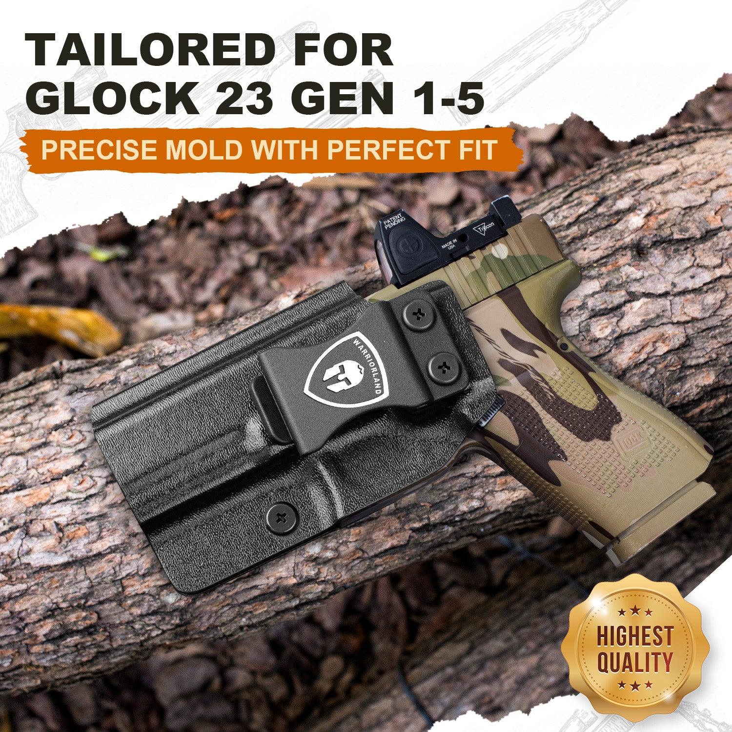 G23 Holster IWB Kydex Holster Optics Cut Fit G23 Gen 1-5 Pistol, Inside Waistband Appendix Carry G23 Gen 5 9mm Holster, Adj. Retention & Cant, Right Hand/Left Hand Optinal|WARRIORLAND - WARRIORLAND