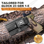 G23 Holster IWB Kydex Holster Optics Cut Fit G23 Gen 1-5 Pistol, Inside Waistband Appendix Carry G23 Gen 5 9mm Holster, Adj. Retention & Cant, Right Hand/Left Hand Optinal|WARRIORLAND - WARRIORLAND