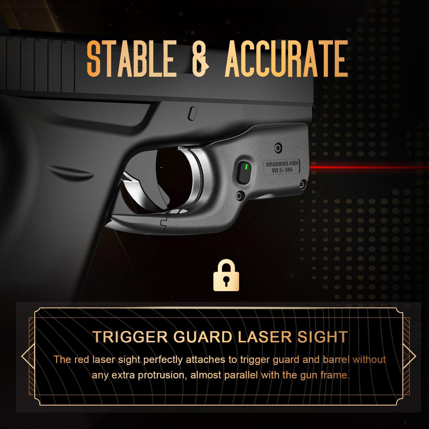 Red Laser Sight Designed to Fit Glock 43/43X(No Rail Version) with Holster, Red Beam Sight with Power Indicator, Custom-Made IWB Kydex Holster Right Hand, WLS-105 w/ G43 Holster|WARRIORLAND - WARRIORLAND