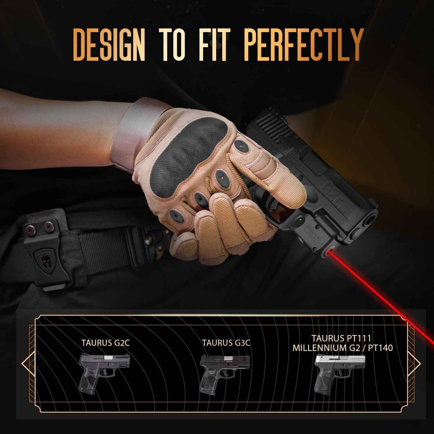 WLS-101 Red Laser Sight and Kydex Holster Combo Tailored Fit Taurus G2C/G3C/PT111 Millennium G2/PT140, Ultra Compact G2C Beam Sight, Gun Sight with Ambidextrous On/Off Switch & Power Indicator|WARRIORLAND