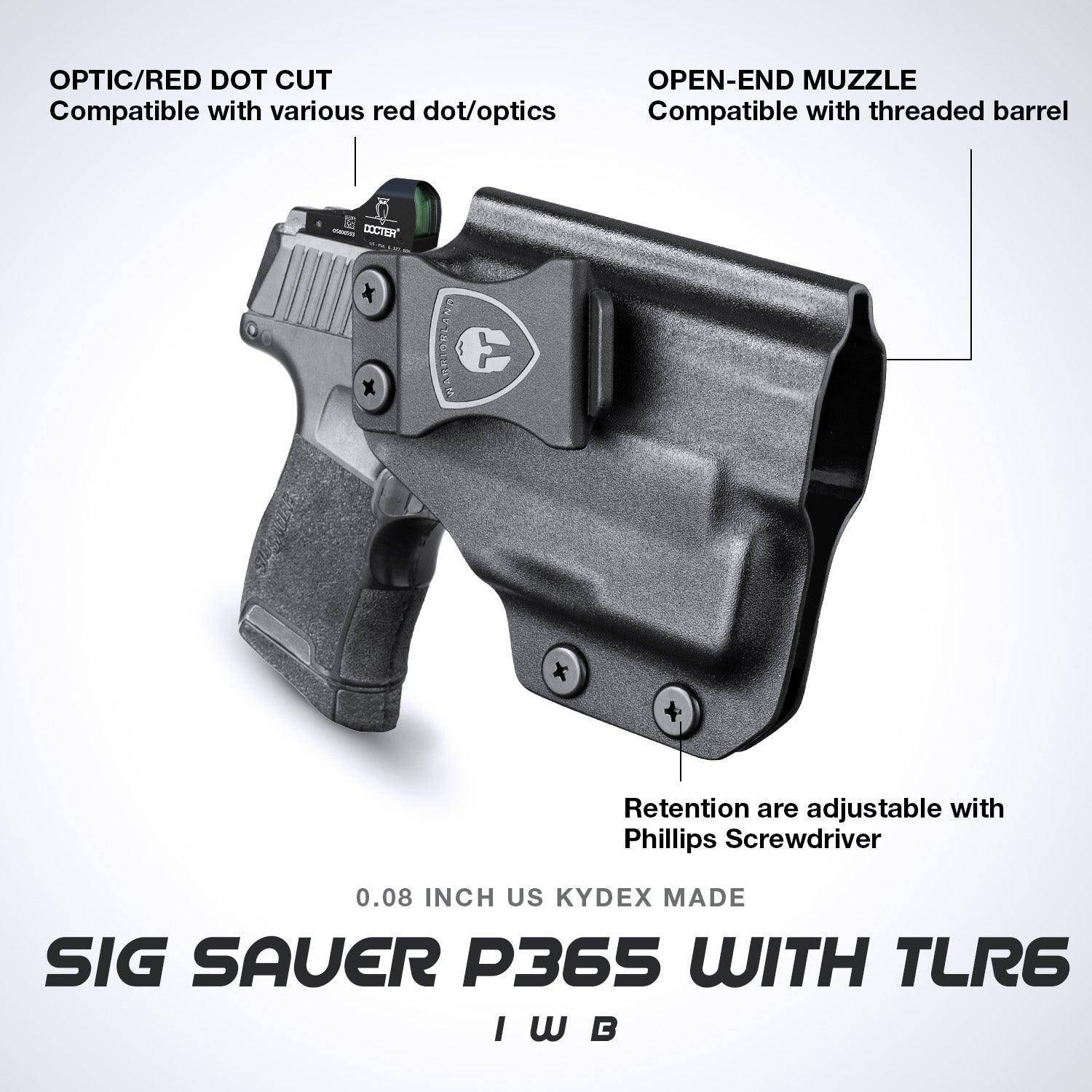 WARRIORLAND IWB Kydex Holster Compatible with Sig Sauer P365/P365X/P365 SAS/P365XL w/TLR-6/6 HL / 6 HL G, Inside Waistband Concealed Carry, Adj. Cant & Retention, Optic Cut,Right Hand - WARRIORLAND