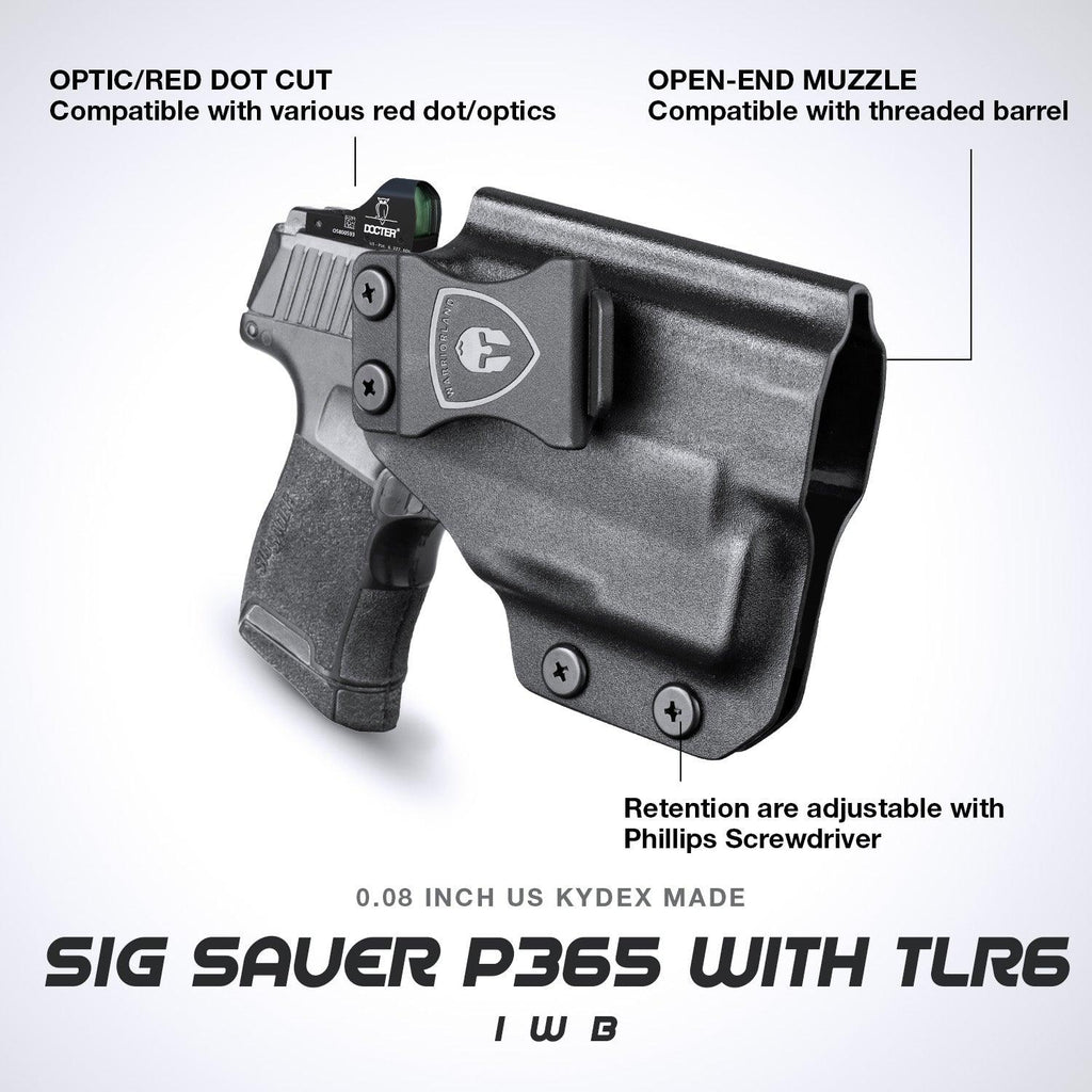 WARRIORLAND IWB Kydex Holster Compatible with Sig Sauer P365/P365X/P365 SAS/P365XL w/TLR-6/6 HL / 6 HL G, Inside Waistband Concealed Carry, Adj. Cant & Retention, Optic Cut,Right Hand - WARRIORLAND