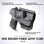 WARRIORLAND IWB Kydex Holster Compatible with Sig Sauer P365/P365X/P365 SAS/P365XL w/TLR-6/6 HL / 6 HL G, Inside Waistband Concealed Carry, Adj. Cant & Retention, Optic Cut,Right Hand - WARRIORLAND