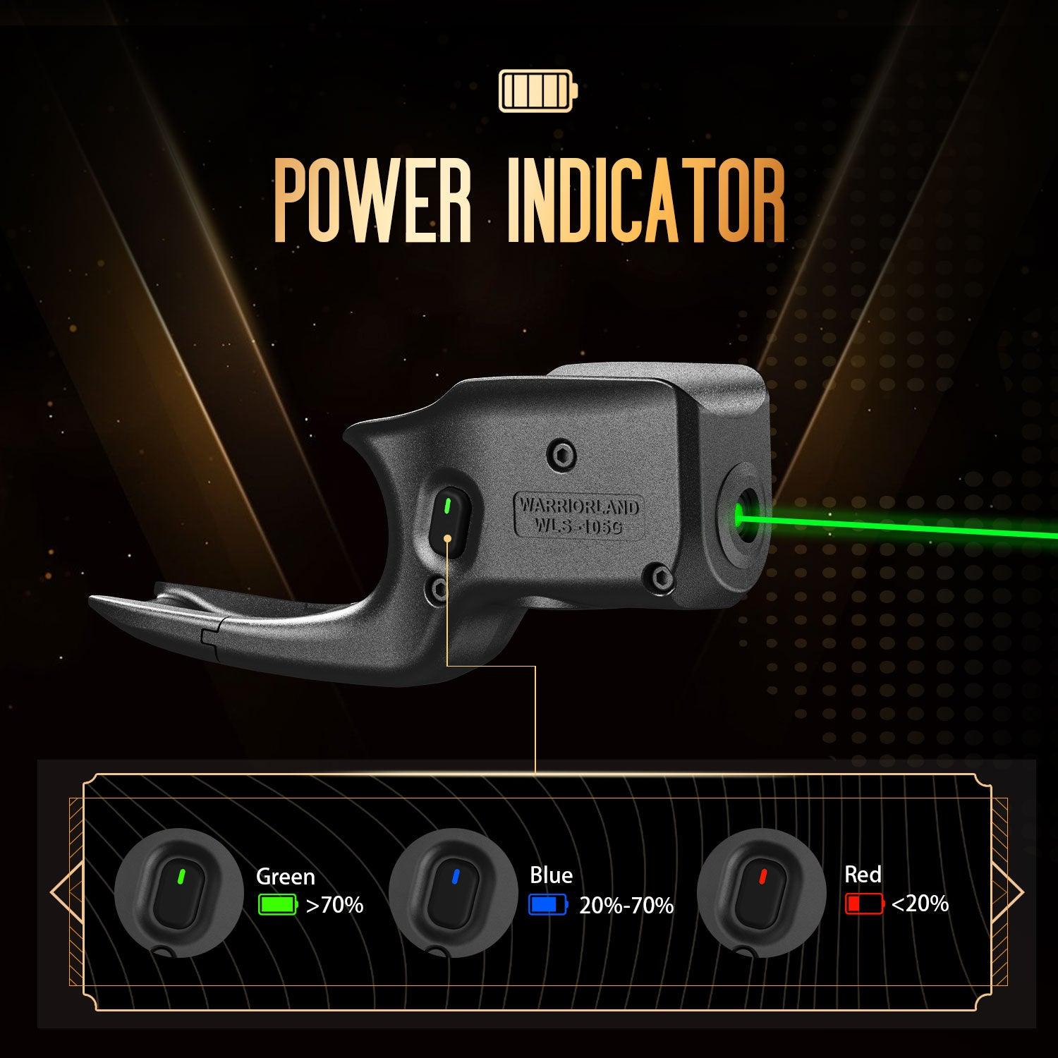 Green Laser Sight Designed to Fit Glock 48 with Holster Combo, Green Beam Sight with Power Indicator, Custom-Made IWB Kydex Holster Right Hand, WLS-105G w/ G48 Holster|WARRIORLAND - WARRIORLAND