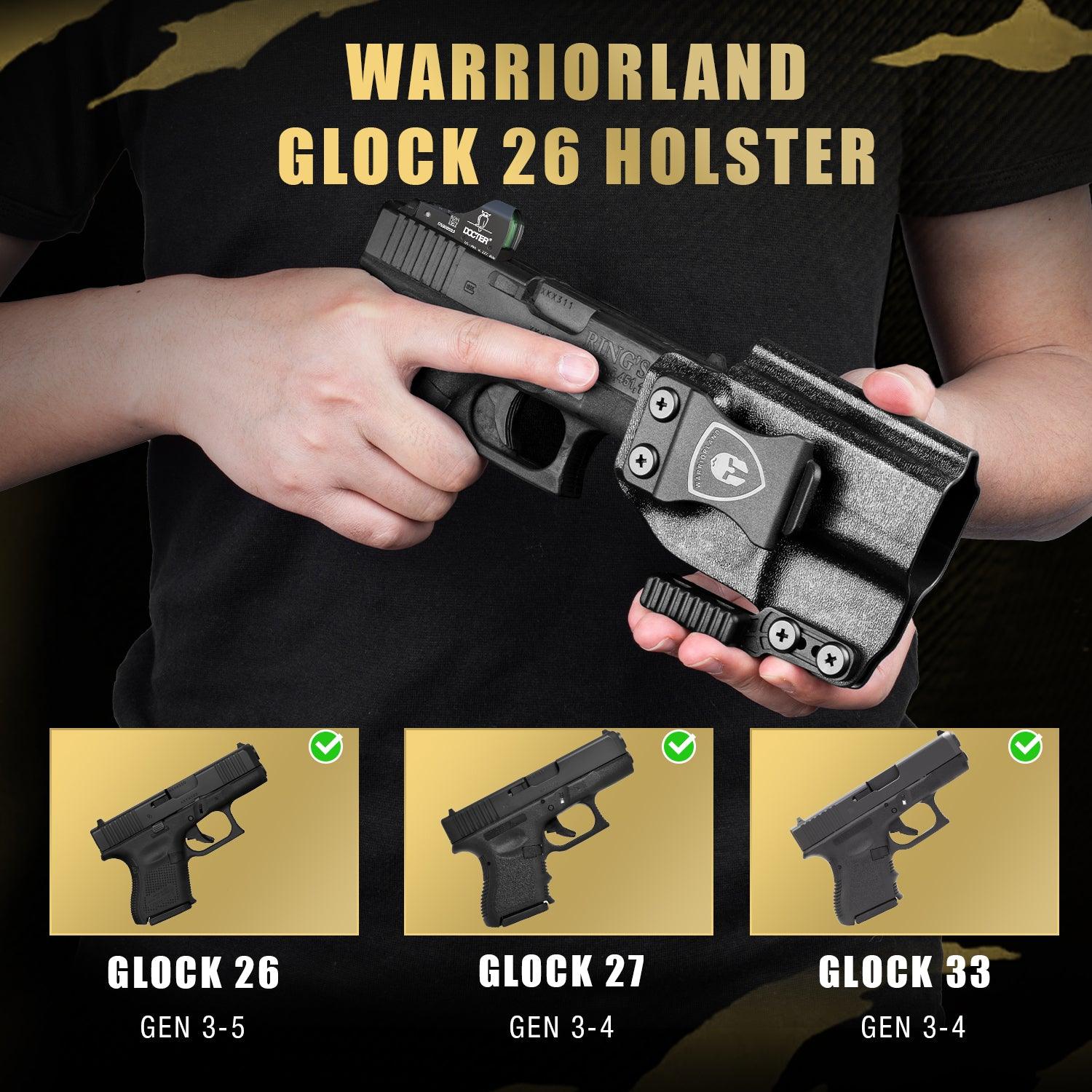 IWB Kydex Holster with Claw Attachment and Optic Cut Fit G26 Gen 1-5 / G27 & G33 Gen 3-4 Pistol, Inside Waistband Appendix Carry G26 Holster, Adj. Cant & Retention, Right Hand|WARRIORLAND - WARRIORLAND