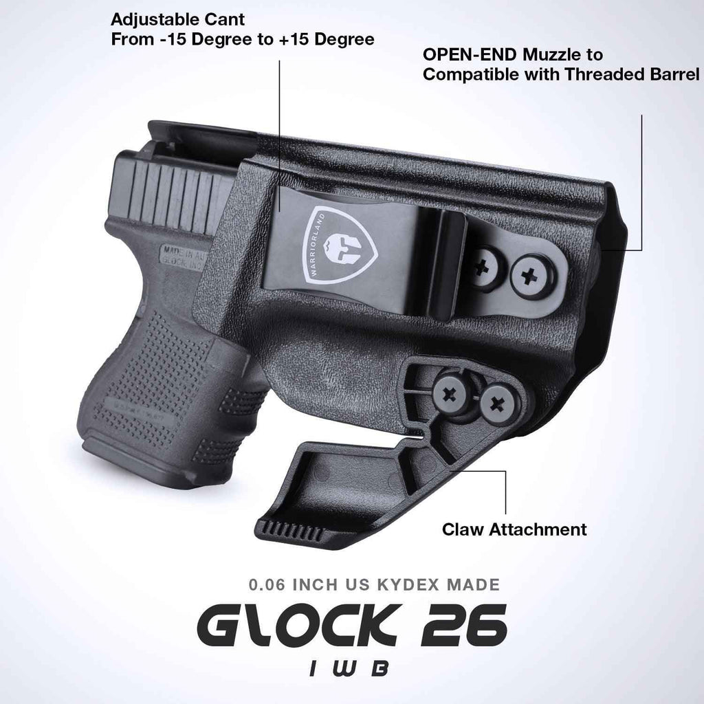 IWB Kydex Holster with Claw for Glock 26, Optic Ready Holster, Metal Belt Clip, 0.06 inch Kydex | Right/Left Hand